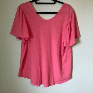 Flutter Sleeve Scoop Neck Tee
